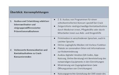 Handlungsempfehlungen zum Umgang mit Crack Konsum – ein Update